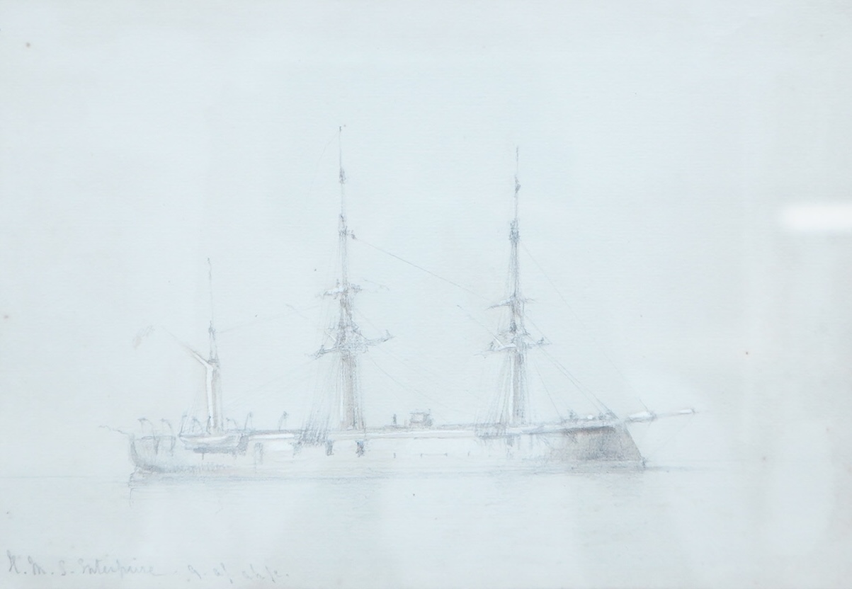Calvert Richard Jones (1804-1877), 'HMS Enterprise', label verso, inscribed, pastel and wash drawing heightened with white, 18 x 26cm
